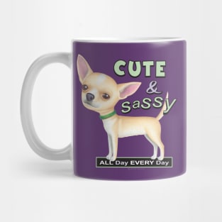 Cute chihuahua dog posing cutely on Chihuahua with Green Collar tee Mug